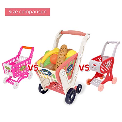 LADUO Coche Grande de Compras para niños Juguete,33 Piezas Juego de Compras, Cocina, Juego de Roles de Comida (58 x 48 x 33cm) para niños / niñas de 2,3,4,5,6 años