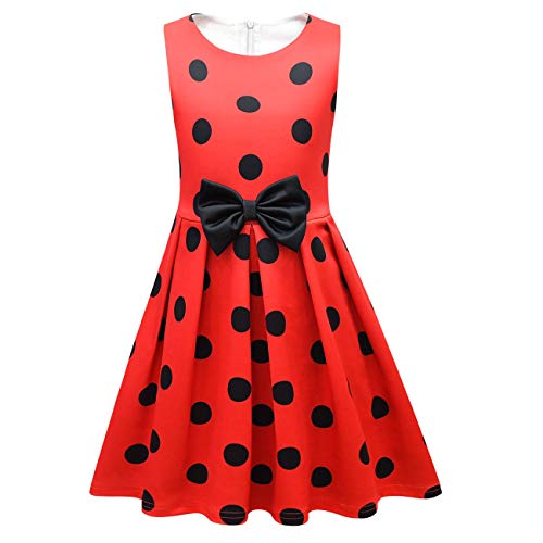 Lady-Bug - Vestidos de princesa para niñas, sin mangas, disfraz para niños, Halloween, fiesta de cumpleaños