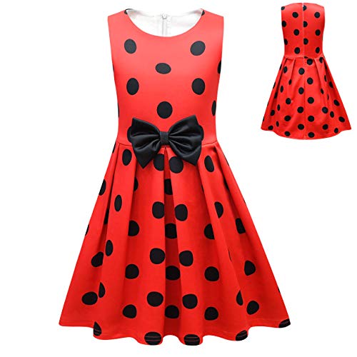 Lady-Bug - Vestidos de princesa para niñas, sin mangas, disfraz para niños, Halloween, fiesta de cumpleaños