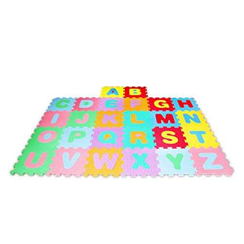 Lalaloom LEARNMAT - Alfombra infantil con letras para juego (alfombra puzzle para bebe con suelo de espuma EVA para habitación), 180x120x1 cm, Multicolor