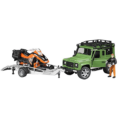 Land Rover - Defender SW, vehículo con Remolque y Moto de Nieve (Bruder 2594)