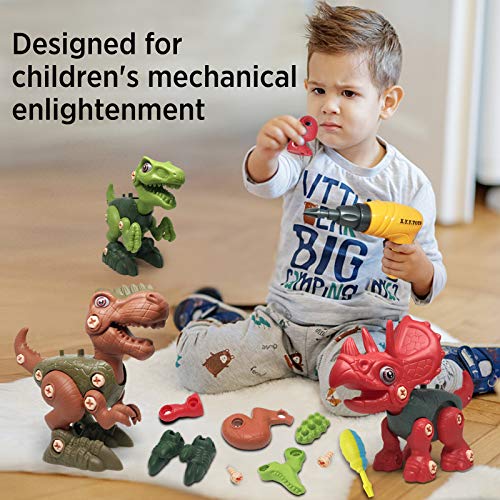 LAPPAZO Dinosaurios Juguetes para Niños, DIY Montaje y Desmontaje de Dinosaurios con Taladro Eléctrico Bricolaje, Regalos Creativos Stem Juguetes Educativos para Niños