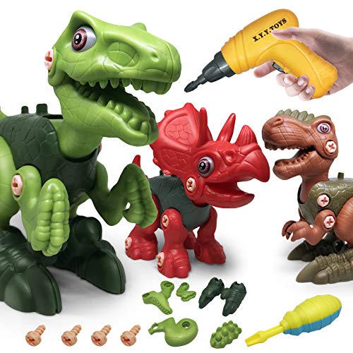 LAPPAZO Dinosaurios Juguetes para Niños, DIY Montaje y Desmontaje de Dinosaurios con Taladro Eléctrico Bricolaje, Regalos Creativos Stem Juguetes Educativos para Niños