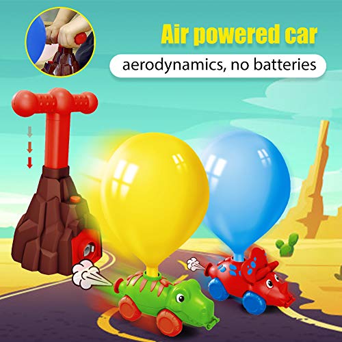 LAPPAZO Juguete Coche de Globo Dinosaurio Coche Impulsado por Aire Inercia Juguetes Creativos de Experimento Científico Aerodinámica Stem Regalos Juguetes Educativos para Niños