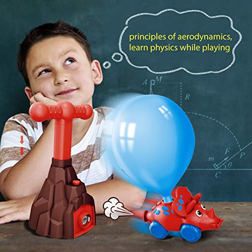 LAPPAZO Juguete Coche de Globo Dinosaurio Coche Impulsado por Aire Inercia Juguetes Creativos de Experimento Científico Aerodinámica Stem Regalos Juguetes Educativos para Niños