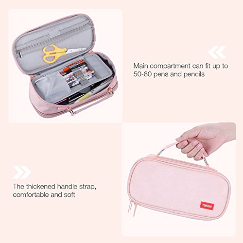 Large Pencil Case，Large Capacity，Portable Pencil Case，Portable, For Office，Stationery，Makeup Bag，School Supplies，Suitable For Middle School，College，Students，Girls, Boys，Teens，Storage，Organizer (pink)