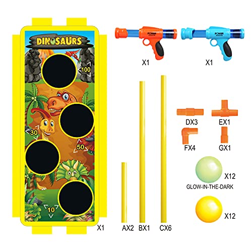 LEADSTAR 2 Piezas Pistola Juguete para Niños,Kit De Juego De Disparos con 24 Bolas Espuma y Objetivo de Tiro Dinosaurio,Regalos Ideal de Cumpleaños y Navidad para Niños de 3-10 Años