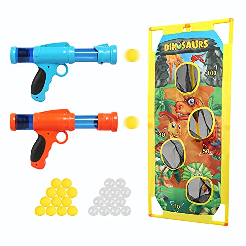 LEADSTAR 2 Piezas Pistola Juguete para Niños,Kit De Juego De Disparos con 24 Bolas Espuma y Objetivo de Tiro Dinosaurio,Regalos Ideal de Cumpleaños y Navidad para Niños de 3-10 Años