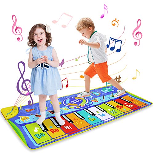 LEADSTAR Alfombra Musical Niño 2 Años, Alfombra Infantil con 8 Instrumentos 10 Teclas de Piano Educativo Juguetes Alfombrilla de Baile Regalos Bebes para Niños Niñas de 1 2 3 4 5 Años, 130 x 48 cm