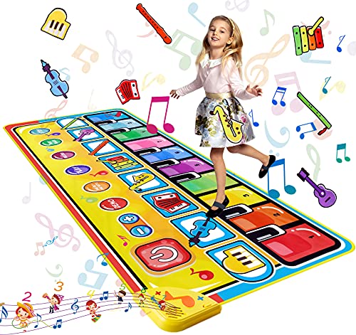 LEADSTAR Alfombra Piano para Niños,Juguetes Bebes 1 2 3 4 5 Año，Alfombra Musical Teclado Alfombra de Baile con 8 Instrumentos, Educativo Juguete Regalo para Bebé Niño Niña (148x60cm)