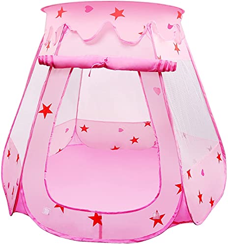 LEADSTAR Tienda de Campaña Infantil con Bolsa Casita de Tela para Jugar Piscina de Bolas Castillo para Interior y Exterior (Rosado)