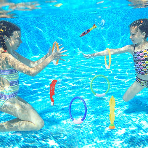 LEEHUR Juguete de Buceo Juguete de Piscina para Niños, Juguete Acuático de Natación, Conjuntos de Juegos de Agua con Bolsa de Cuerdas, Juguete Aventura Subacuática para Verano Divertido - 25 Pcs