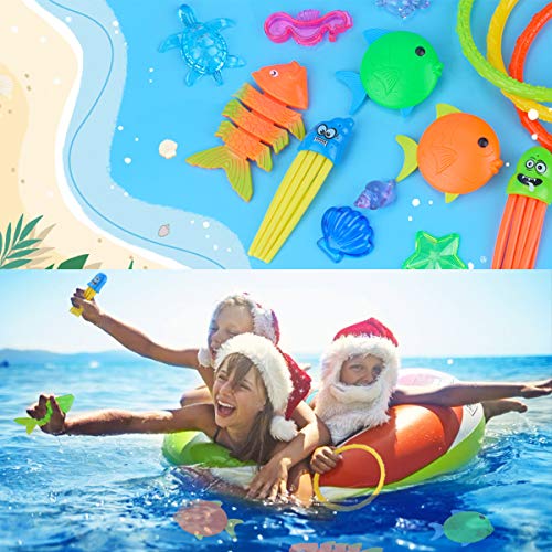 LEEHUR Juguete de Buceo Juguete de Piscina para Niños, Juguete Acuático de Natación, Conjuntos de Juegos de Agua con Bolsa de Cuerdas, Juguete Aventura Subacuática para Verano Divertido - 27 Pcs