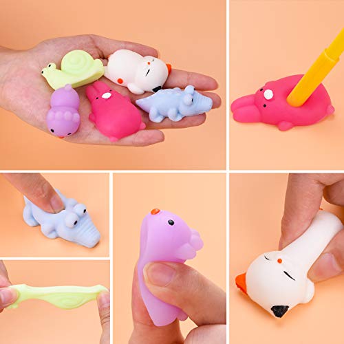 LEEHUR Squishies - Minijuguetes blandos mixtos, suaves y esponjosos para apretar, con forma de animales, no tóxicos, divertidos para aliviar el estrés