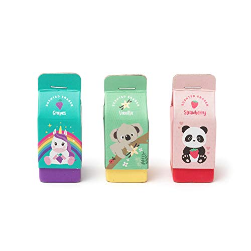 Legami - Yummy Yummy - Juego de 3 gomas perfumadas (2,7 x 6 cm, aroma de uva, fresa, vainilla)