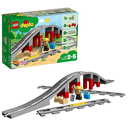 LEGO 10872 Duplo Town Puente y vías ferroviarias, Juguete de Construcción para Niños y Niñas +2 años