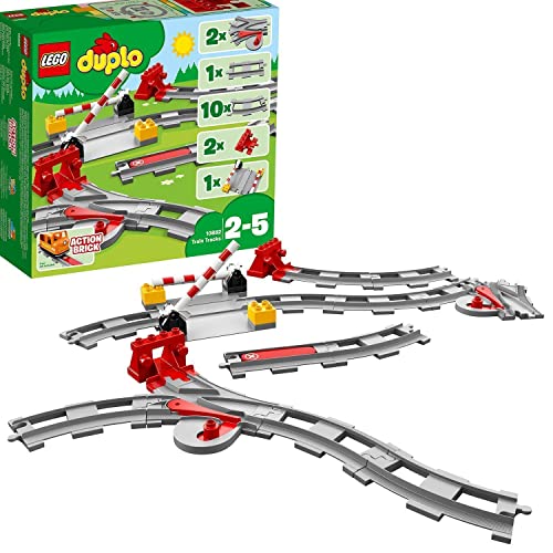 LEGO 10882 Duplo Town Vías ferroviarias, Juguete de Construcción para Niños de +2 años, Accesorios para Trenes