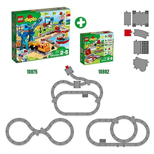 LEGO 10882 Duplo Town Vías ferroviarias, Juguete de Construcción para Niños de +2 años, Accesorios para Trenes