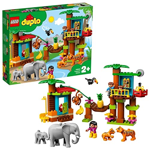 LEGO 10906 DUPLO Isla Tropical, Juguete de Construcción Educativo Casa de Árbol con Animales Salvajes y Mini Figuras