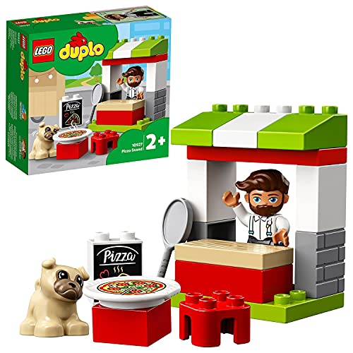 LEGO 10927 DUPLO Town Puesto de Pizza, Juguete para Niños +2 Años con Bloques de Construcción y con Figura y Figura del Perro