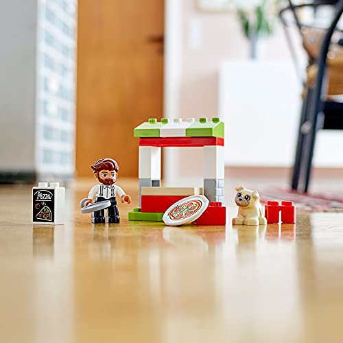 LEGO 10927 DUPLO Town Puesto de Pizza, Juguete para Niños +2 Años con Bloques de Construcción y con Figura y Figura del Perro