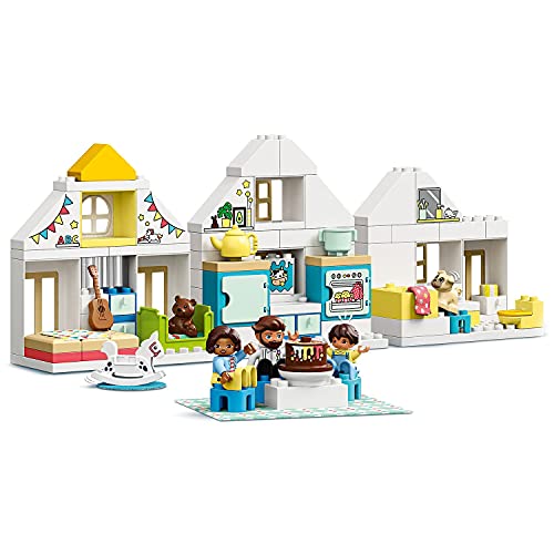 LEGO 10929 Duplo Town Casa de Juegos Modular, Juguete 3en1, Casa de Muñecas con Mini Figuras y Animales para Niños +2 años