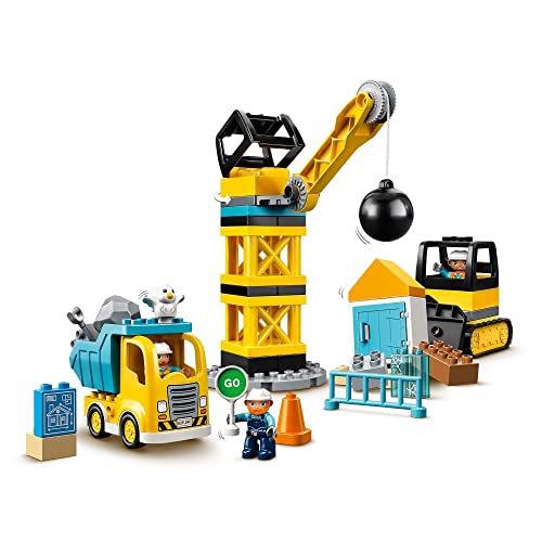 LEGO 10932 Duplo Town Derribo con Bola de Demolición con Camión Juguete, Grúa y Excavadora para Bebes 2+ años