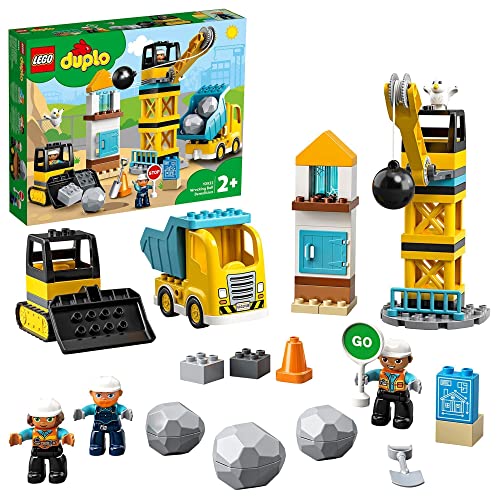 LEGO 10932 Duplo Town Derribo con Bola de Demolición con Camión Juguete, Grúa y Excavadora para Bebes 2+ años