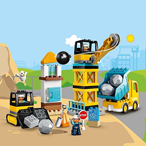 LEGO 10932 Duplo Town Derribo con Bola de Demolición con Camión Juguete, Grúa y Excavadora para Bebes 2+ años