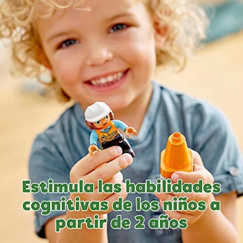 LEGO 10933 Duplo Town Grúa Torre y Obra Juguete de Construcción para Niños y Niñas +2 años con 5 Mini Figuras