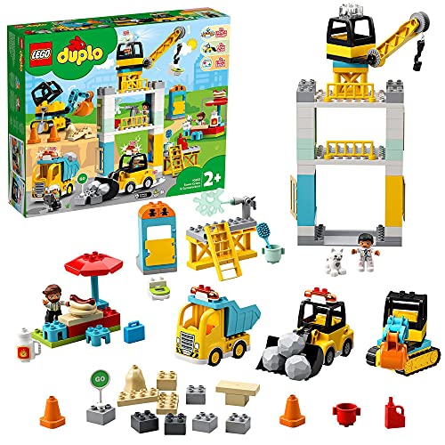 LEGO 10933 Duplo Town Grúa Torre y Obra Juguete de Construcción para Niños y Niñas +2 años con 5 Mini Figuras