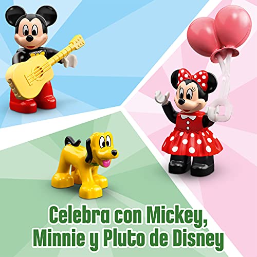 LEGO 10941 Duplo Disney Tren de Cumpleaños de Mickey y Minnie, Tren de Juguete para Niños, Incluye a Pastel y Globos de Cumpleaños