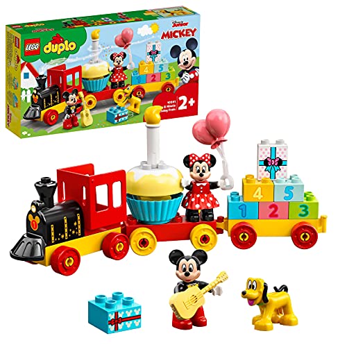 LEGO 10941 Duplo Disney Tren de Cumpleaños de Mickey y Minnie, Tren de Juguete para Niños, Incluye a Pastel y Globos de Cumpleaños