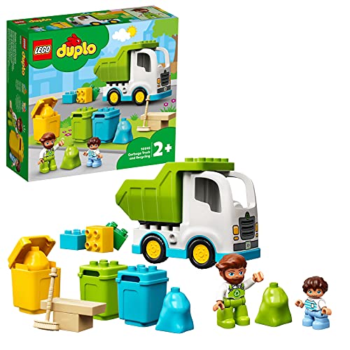 LEGO 10945 Duplo Town Camión de Residuos y Reciclaje, Carro de Basura, Juguete Educativo +2 años, Juegos para Bebés