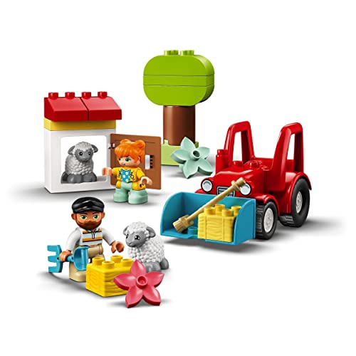 LEGO 10950 Duplo Tractor y Animales de la Granja Juguete para Niños de a Partir de 2 años con Figuritas de Oveja y Granjero