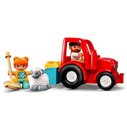 LEGO 10950 Duplo Tractor y Animales de la Granja Juguete para Niños de a Partir de 2 años con Figuritas de Oveja y Granjero