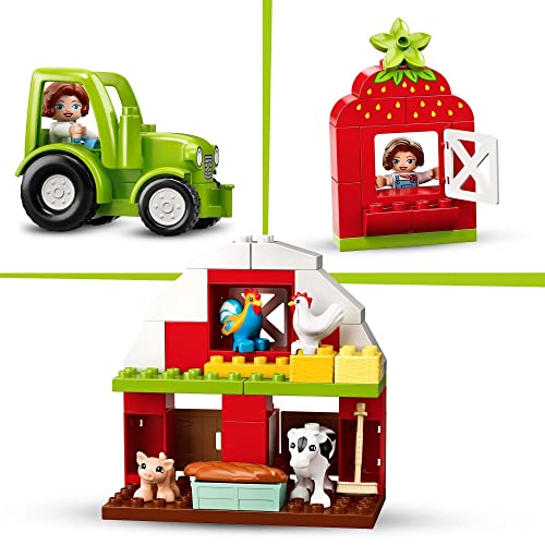 LEGO 10952 Duplo Granero, Tractor y Animales de la Granja, Juguete de construccón para Niños de a Partir de 2 años con Figuritas