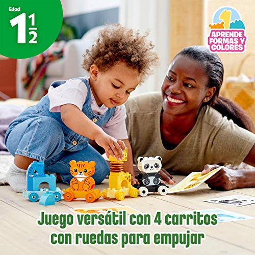 LEGO 10955 Duplo Tren de los Animales, Juguete de Construcción con Elefante, Tigre, Panda y Jirafa para Niños de +1,5 años