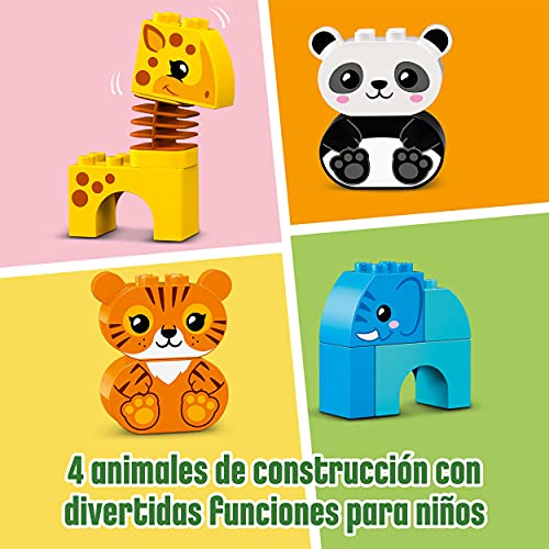 LEGO 10955 Duplo Tren de los Animales, Juguete de Construcción con Elefante, Tigre, Panda y Jirafa para Niños de +1,5 años