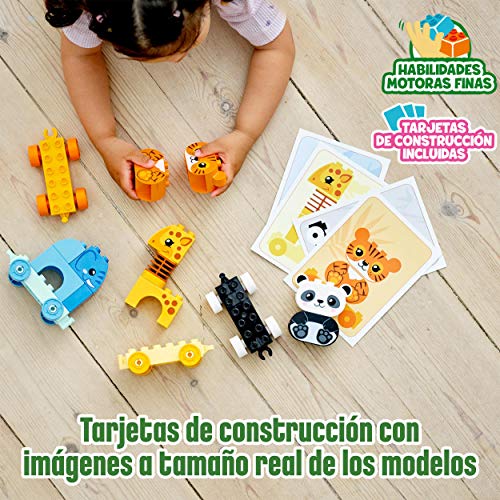 LEGO 10955 Duplo Tren de los Animales, Juguete de Construcción con Elefante, Tigre, Panda y Jirafa para Niños de +1,5 años