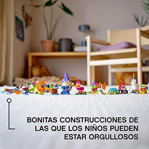 LEGO 11013 Classic Ladrillos Creativos Transparentes Juego de Construcción con Figuras de Animales para Niños y Niñas +4 Años