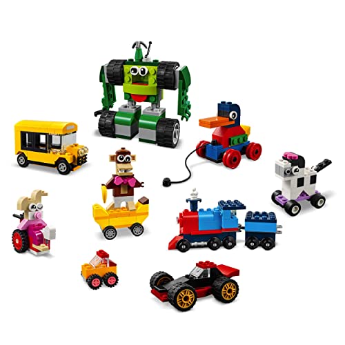 LEGO 11014 Classic Ladrillos y Ruedas Juego de construcción para Niños de +4 años con Coche, Tren, Autobús, Robot y más