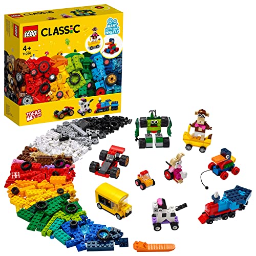 LEGO 11014 Classic Ladrillos y Ruedas Juego de construcción para Niños de +4 años con Coche, Tren, Autobús, Robot y más