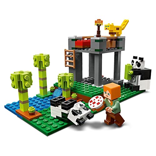 LEGO 21158 Minecraft El Criadero de Pandas Juguete de Construcción con Mini Figura y 2 Pandas y Ocelote para Niños +7 años