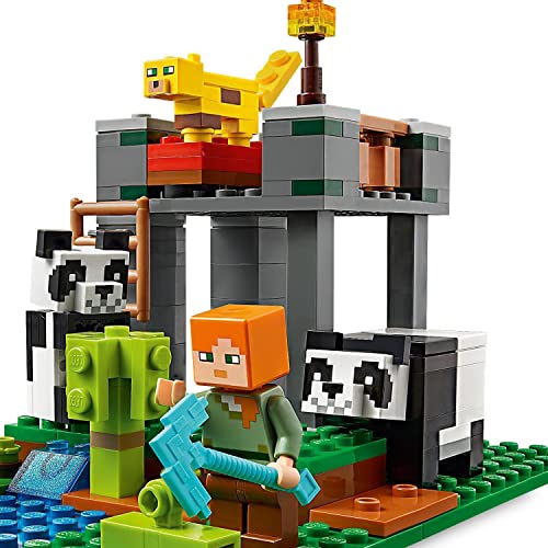 LEGO 21158 Minecraft El Criadero de Pandas Juguete de Construcción con Mini Figura y 2 Pandas y Ocelote para Niños +7 años