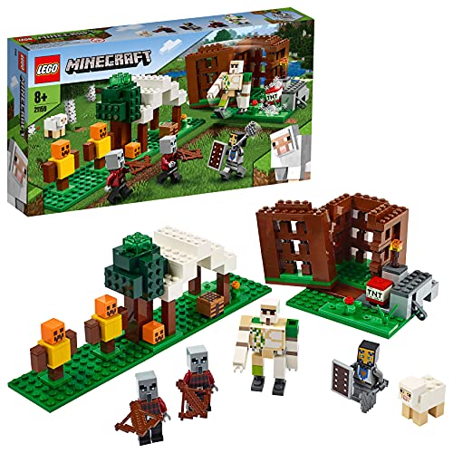 LEGO 21159 Minecraft El Puesto de Saqueadores, Set de Construcción con 4 Figuras de Acción para Construir y Accesorios