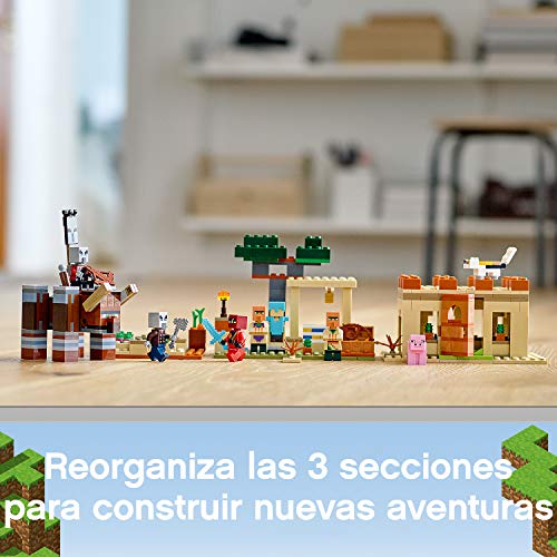 LEGO 21160 Minecraft La Invasión de los Illager, Juguete de Construcción para Niños +8 años Basado en el Videojuego