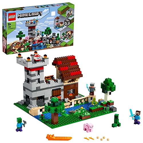 LEGO 21161 Minecraft Caja Modular 3.0, Juguete de Construcción, Castillo Fortaleza Granja Set con Figuras de Steve, Alex y Creeper