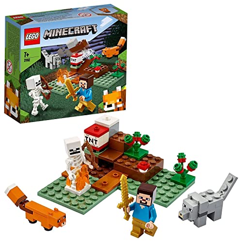 LEGO 21162 Minecraft La Aventura en la Taiga Juguete de Construcción para Niños +7 años con Steve, Esqueleto, Zorro y Lobo