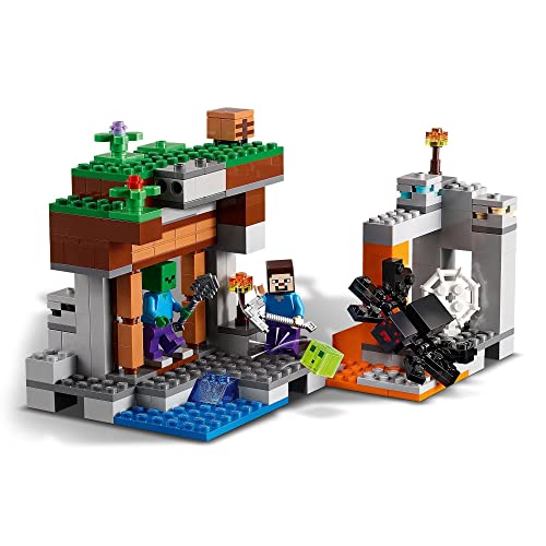 LEGO 21166 Minecraft La Mina Abandonada, Set de Construcción de la Cueva de Zombies con Figuras de Steve, Slime y Araña